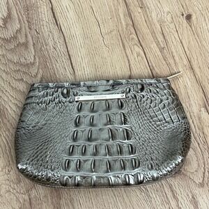 Brahmin Smokey Taupe‎ Melbourne Clutch Croc-Embossed Leather Brown Croc